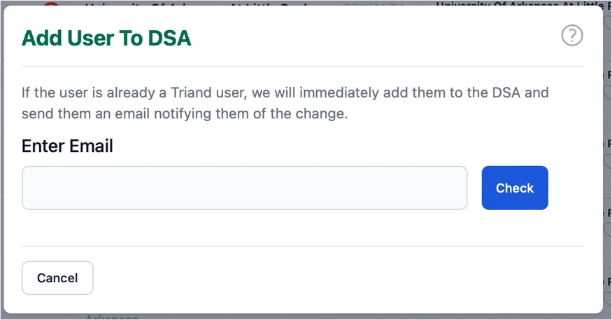 Invite user enter email address