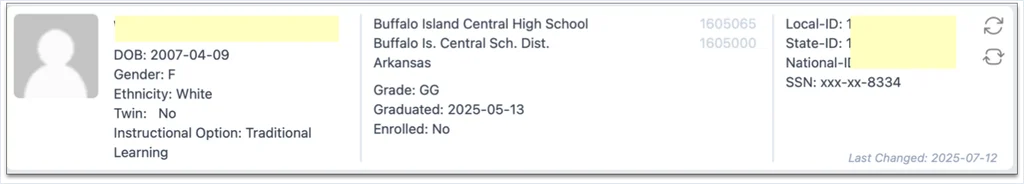 screenshot student information