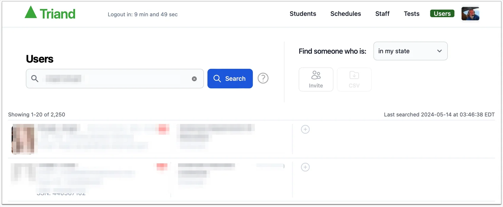 screenshot user search