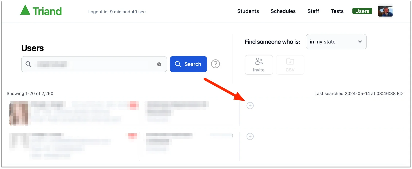 screenshot user search